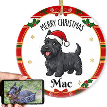 Load image into Gallery viewer, Scottie Dog Christmas Ornament - Personalized Whimsical Holiday Cartoon Art Design - with Name-Christmas Ornament-Christmas,Personalize Artwork,Scottish Terrier-1