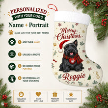 Load image into Gallery viewer, Scottie Dog Christmas Stocking - Cozy Festive Wishes - Personalize with Photo and Name-Christmas Ornament-Christmas,Christmas Stocking,Personalize Artwork-2