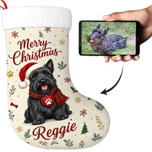 Load image into Gallery viewer, Scottie Dog Christmas Stocking - Cozy Festive Wishes - Personalize with Photo and Name-Christmas Ornament-Christmas,Christmas Stocking,Personalize Artwork-1