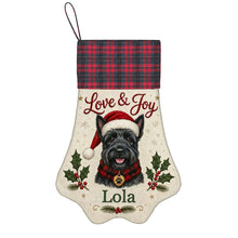 Load image into Gallery viewer, Scottie Dog Christmas Stocking - Holly &amp; Tartan Portrait - Personalize with Photo and Name-Christmas Ornament-Christmas,Christmas Stocking,Personalize Artwork-3