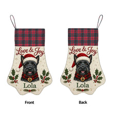Load image into Gallery viewer, Scottie Dog Christmas Stocking - Holly &amp; Tartan Portrait - Personalize with Photo and Name-Christmas Ornament-Christmas,Christmas Stocking,Personalize Artwork-5