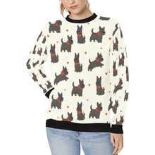 Load image into Gallery viewer, Scottie Dog Love Parade Sweatshirt for Women-Apparel-Apparel, Dog Mom Gifts, Scottish Terrier, Sweatshirt-Ivory White-S-1