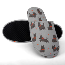 Load image into Gallery viewer, Scottie Dog Love Parade Women's Cotton Mop Slippers-Footwear-Accessories, Dog Mom Gifts, Scottish Terrier, Slippers-36