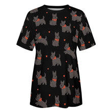 Load image into Gallery viewer, Scottie Dog Love Parade Women&#39;s Cotton T-Shirt-Apparel-Apparel, Dog Mom Gifts, Scottish Terrier, Shirt-11