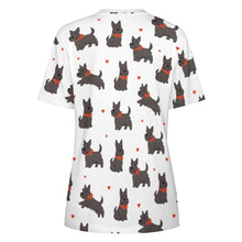 Load image into Gallery viewer, Scottie Dog Love Parade Women&#39;s Cotton T-Shirt-Apparel-Apparel, Dog Mom Gifts, Scottish Terrier, Shirt-14