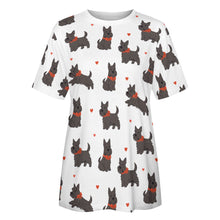 Load image into Gallery viewer, Scottie Dog Love Parade Women&#39;s Cotton T-Shirt-Apparel-Apparel, Dog Mom Gifts, Scottish Terrier, Shirt-15