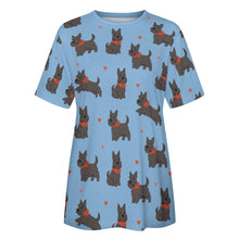 Load image into Gallery viewer, Scottie Dog Love Parade Women&#39;s Cotton T-Shirt-Apparel-Apparel, Dog Mom Gifts, Scottish Terrier, Shirt-23