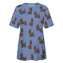 Load image into Gallery viewer, Scottie Dog Love Parade Women&#39;s Cotton T-Shirt-Apparel-Apparel, Dog Mom Gifts, Scottish Terrier, Shirt-26