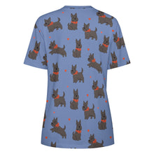 Load image into Gallery viewer, Scottie Dog Love Parade Women&#39;s Cotton T-Shirt-Apparel-Apparel, Dog Mom Gifts, Scottish Terrier, Shirt-27