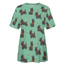 Load image into Gallery viewer, Scottie Dog Love Parade Women&#39;s Cotton T-Shirt-Apparel-Apparel, Dog Mom Gifts, Scottish Terrier, Shirt-29