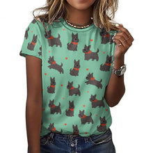 Load image into Gallery viewer, Scottie Dog Love Parade Women&#39;s Cotton T-Shirt-Apparel-Apparel, Dog Mom Gifts, Scottish Terrier, Shirt-Mint Green-2XS-44