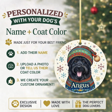 Load image into Gallery viewer, Scottie Dog Ornament - Christmas Folk Art Design - Personalize with Photo and Name