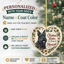 Load image into Gallery viewer, Scottie Dog Ornament - Christmas Wishes Design - Personalized with Name-Christmas Ornament-Christmas,Personalize Artwork,Scottish Terrier-2