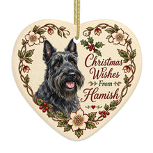 Load image into Gallery viewer, Scottie Dog Ornament - Christmas Wishes Design - Personalized with Name-Christmas Ornament-Christmas,Personalize Artwork,Scottish Terrier-4