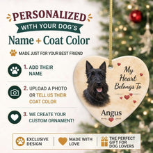 Load image into Gallery viewer, Scottie Dog Ornament - My Heart Belongs To Design - Personalized with Name-Christmas Ornament-Christmas,Personalize Artwork,Scottish Terrier-2