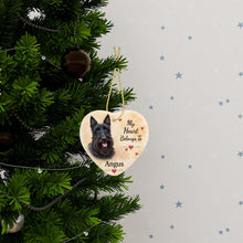 Load image into Gallery viewer, Scottie Dog Ornament - My Heart Belongs To Design - Personalized with Name-Christmas Ornament-Christmas,Personalize Artwork,Scottish Terrier-3