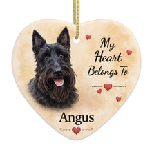 Load image into Gallery viewer, Scottie Dog Ornament - My Heart Belongs To Design - Personalized with Name-Christmas Ornament-Christmas,Personalize Artwork,Scottish Terrier-4