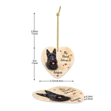 Load image into Gallery viewer, Scottie Dog Ornament - My Heart Belongs To Design - Personalized with Name-Christmas Ornament-Christmas,Personalize Artwork,Scottish Terrier-5