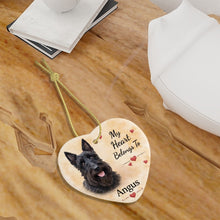 Load image into Gallery viewer, Scottie Dog Ornament - My Heart Belongs To Design - Personalized with Name-Christmas Ornament-Christmas,Personalize Artwork,Scottish Terrier-7