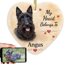 Load image into Gallery viewer, Scottie Dog Ornament - My Heart Belongs To Design - Personalized with Name-Christmas Ornament-Christmas,Personalize Artwork,Scottish Terrier-1