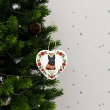 Load image into Gallery viewer, Scottie Dog Ornament - Personalized Heart Shaped Christmas Rose Border - with Name-Christmas Ornament-Christmas,Personalize Artwork,Scottish Terrier-3