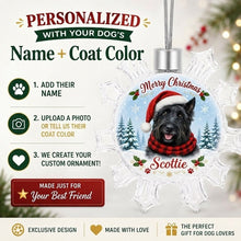 Load image into Gallery viewer, Scottie Dog Ornament - Personalized Snowflake Shaped Christmas Snow Globe Design - with Name-Christmas Ornament-Christmas,Personalize Artwork,Scottish Terrier-2