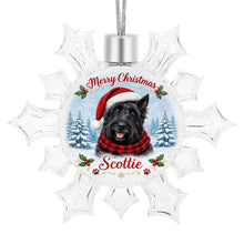Load image into Gallery viewer, Scottie Dog Ornament - Personalized Snowflake Shaped Christmas Snow Globe Design - with Name-Christmas Ornament-Christmas,Personalize Artwork,Scottish Terrier-4