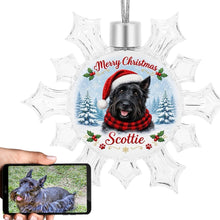 Load image into Gallery viewer, Scottie Dog Ornament - Personalized Snowflake Shaped Christmas Snow Globe Design - with Name-Christmas Ornament-Christmas,Personalize Artwork,Scottish Terrier-1