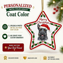 Load image into Gallery viewer, Scottie Dog Ornament - Personalized Star Shaped Christmas Folk-Art Design-Christmas Ornament-Christmas,Personalize Artwork,Scottish Terrier-2