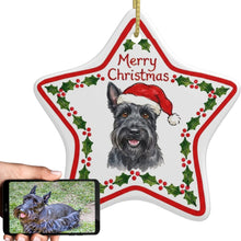 Load image into Gallery viewer, Scottie Dog Ornament - Personalized Star Shaped Christmas Folk-Art Design-Christmas Ornament-Christmas,Personalize Artwork,Scottish Terrier-1