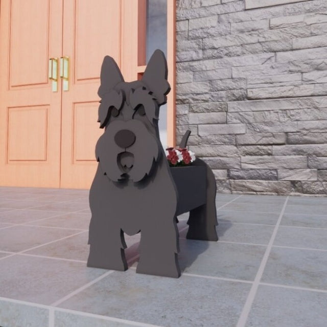 Image of a super cute Scottie Dog planter in the most adorable 3D Scottish Terrier design