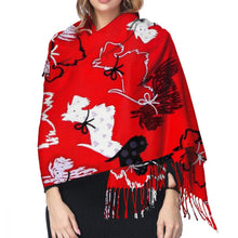 Load image into Gallery viewer, Image of a lady wearing beautiful Scottie dog shawl in infinite Scottish Terriers in all colors design