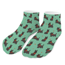 Load image into Gallery viewer, Scottie Dog Socks - Ankle Length - Scottie Dog Love Parade-Accessories-Accessories,Dog Dad Gifts,Scottish Terrier,Socks-Mint Green-One size-16