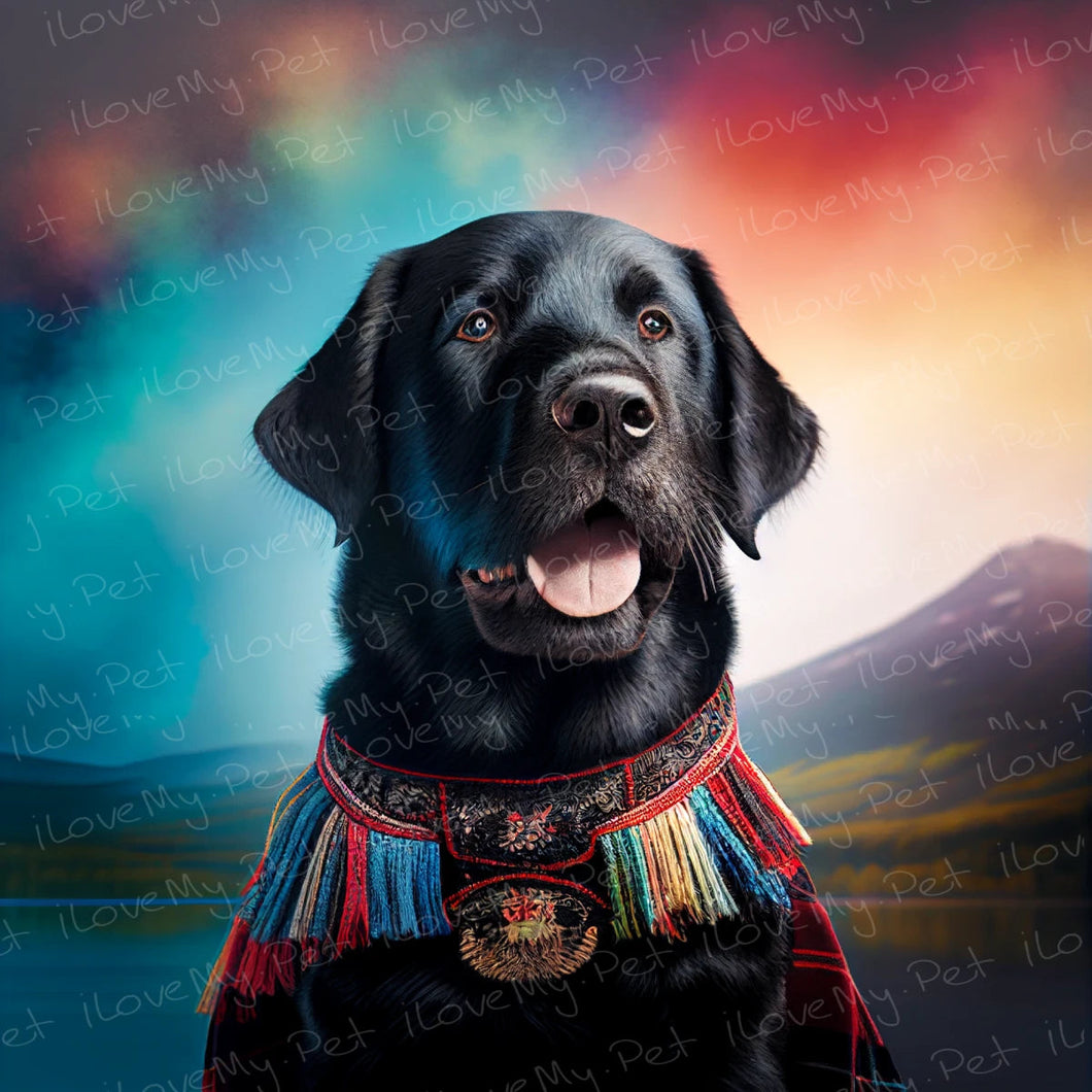 Scottish Heritage Black Labrador Wall Art Poster-Art-Black Labrador, Dog Art, Home Decor, Labrador, Poster-1