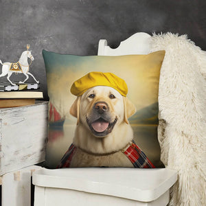 Scottish Immigrant Yellow Labrador Plush Pillow Case-Cushion Cover-Dog Dad Gifts, Dog Mom Gifts, Home Decor, Labrador, Pillows-3
