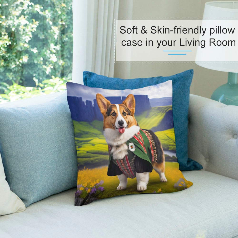 Scottish Serenade Corgi Plush Pillow Case