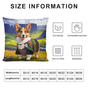 Scottish Serenade Corgi Plush Pillow Case-Corgi, Dog Dad Gifts, Dog Mom Gifts, Home Decor, Pillows-12 "×12 "-White-1