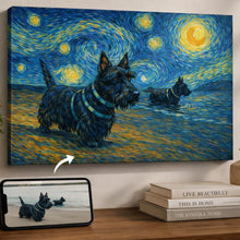 Load image into Gallery viewer, Photo of starry night inspired Scottish Terrier wall art
