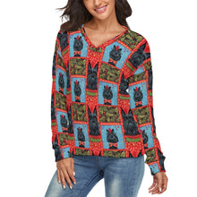 Load image into Gallery viewer, Scottish Terrier's Celebration Women's V-Neck Christmas Sweater-Apparel-Apparel,Christmas,Dog Mom Gifts,Scottish Terrier,Sweater,Sweatshirt-2