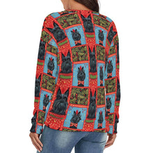Load image into Gallery viewer, Scottish Terrier's Celebration Women's V-Neck Christmas Sweater-Apparel-Apparel,Christmas,Dog Mom Gifts,Scottish Terrier,Sweater,Sweatshirt-4