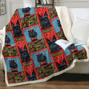 Scottish Terriers Christmas Celebration Soft Warm Fleece Blanket-Blanket-Blankets, Christmas, Dog Dad Gifts, Dog Mom Gifts, Home Decor, Scottish Terrier-12