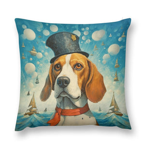 Seafaring Splendor Beagle Plush Pillow Case-Cushion Cover-Beagle, Dog Dad Gifts, Dog Mom Gifts, Home Decor, Pillows-12 "×12 "-1