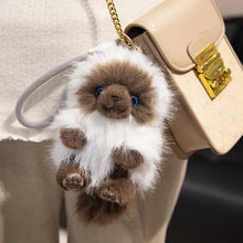 Load image into Gallery viewer, Seal Point Ragdoll Cat Bag Charm - Sitting with Blue Eyes-4