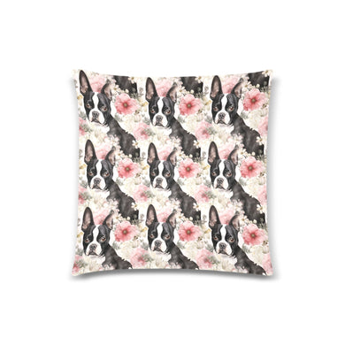 Serene Splendor Boston Terriers Throw Pillow Cover-Cushion Cover-Boston Terrier, Home Decor, Pillows-One Size-1