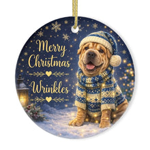Load image into Gallery viewer, Shar Pei Christmas Ornament - Cozy Winter Pet Portrait Design - Personalize with Photo and Name-Christmas Ornament-Christmas,Christmas Ornament,Personalize Artwork-3