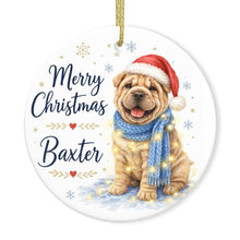 Load image into Gallery viewer, Shar Pei Christmas Ornament - Cozy Winter Pet Portrait Design - Personalize with Photo and Name-Christmas Ornament-Christmas,Christmas Ornament,Personalize Artwork-3