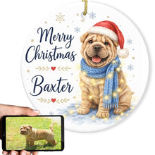Load image into Gallery viewer, Shar Pei Christmas Ornament - Cozy Winter Pet Portrait Design - Personalize with Photo and Name-Christmas Ornament-Christmas,Christmas Ornament,Personalize Artwork-1