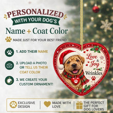 Load image into Gallery viewer, Shar Pei Christmas Ornament - Love &amp; Joy Heart Shaped Portrait - Personalize with Photo and Name-Christmas Ornament-Christmas,Christmas Ornament,Personalize Artwork,Shar Pei-2