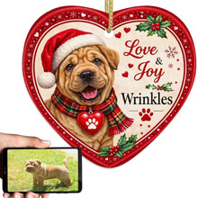 Load image into Gallery viewer, Shar Pei Christmas Ornament - Love &amp; Joy Heart Shaped Portrait - Personalize with Photo and Name-Christmas Ornament-Christmas,Christmas Ornament,Personalize Artwork,Shar Pei-1