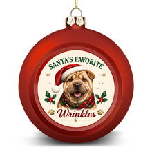 Load image into Gallery viewer, Shar Pei Ornament - Classic Red Round Shape - Santa's Favourite Design - Personalized with Photo and Name-Christmas Ornament-Christmas,Christmas Ornament,Personalize Artwork,Shar Pei-4